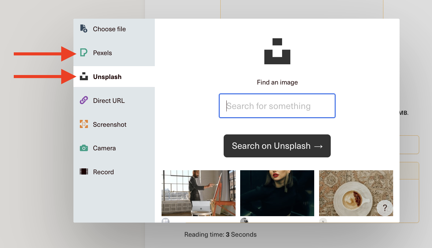 Grab free images and photos from Pexels or Unsplash!